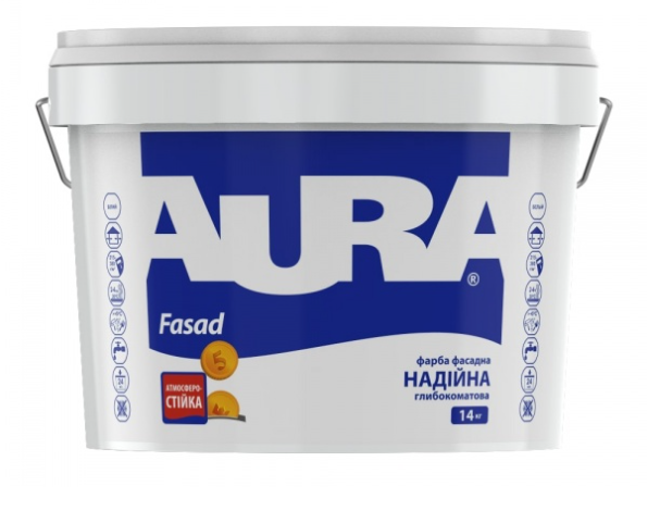 Фарба фасадна акрилова водоемульсійна Aura® Fasad мат біла 14 кг
